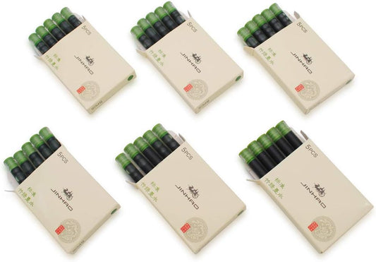 30pcs JINHAO Ink Cartridges Fountain Pen Refills for JINHAO and Baoer Pen Standard Size (Green Bamboo)