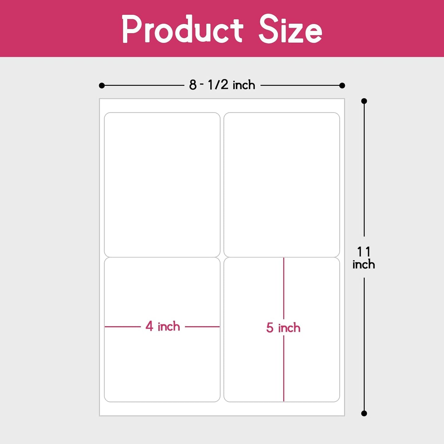 4UP 4" x 5" Shipping Labels Compatible with Laser & Inkjet Printers, Address Mailing Labels Self Adhesive Stickers (100 Sheets)