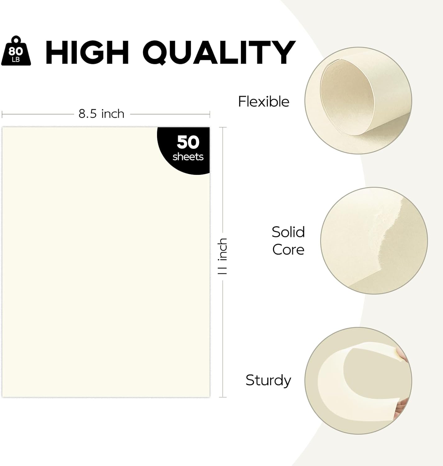 50 Sheets Cream Cardstock 8.5 x 11 Ivory Paper, Goefun Off White Card Stock Printer Paper for Cards Making, Office Printing, Wedding