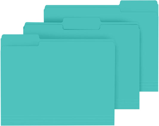 File Folder, PANDRI 120 Pack File Folder, 1/3 Cut Tab, Letter Size, Filing Folder for Office School Business, Aqua