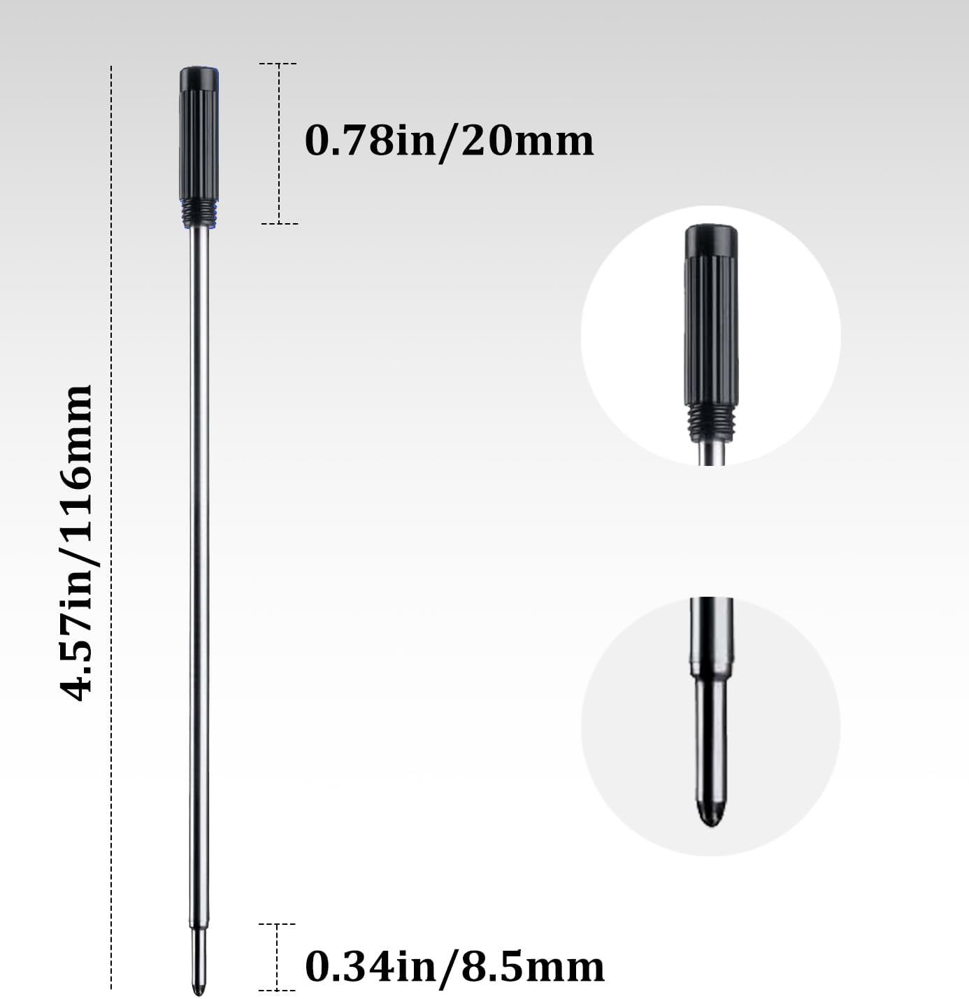 Black Ink Refills (10pcs), Replaceable Pens Refills, 1mm Medium Tip - Black