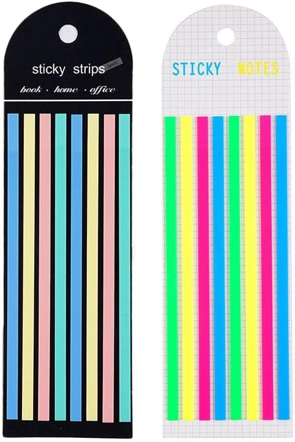 320Pcs Transparent Highlighter Tapes，Removable Sticky Tabs for Annotating Books, Long Strips Page Markers Tabs with Scissor, Neon Clear Index Tabs Sticky Notes Office School Supplies