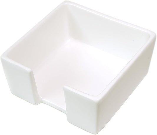 Ceramic Sticky Note Holder, 3 x 3" Sticky Note Dispenser, Notepad Holder for Desk, Office Essentials Organizer (White)