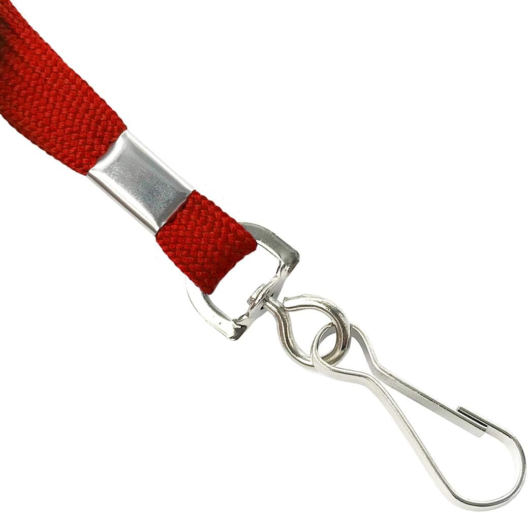 Bird Fiy Lanyards Safety Red Lanyards Neck Flat Premium Breakaway Badge Lanyard with J-Hook for ID Nametag Badge Holder (Red, 50 PCS)