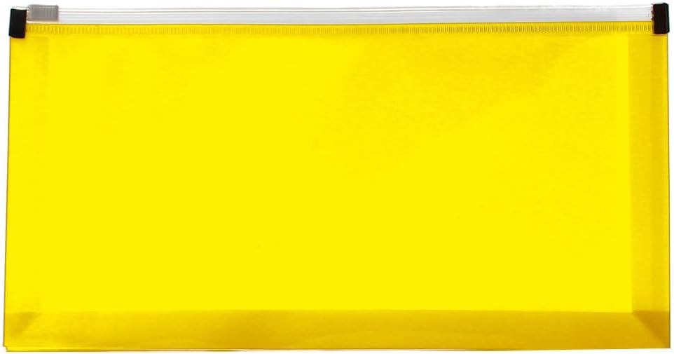 JAM PAPER Plastic Envelopes with Zip Closure - #10 Booklet Wallet - 4 1/8 x 9 1/2 - Yellow - 12/Pack