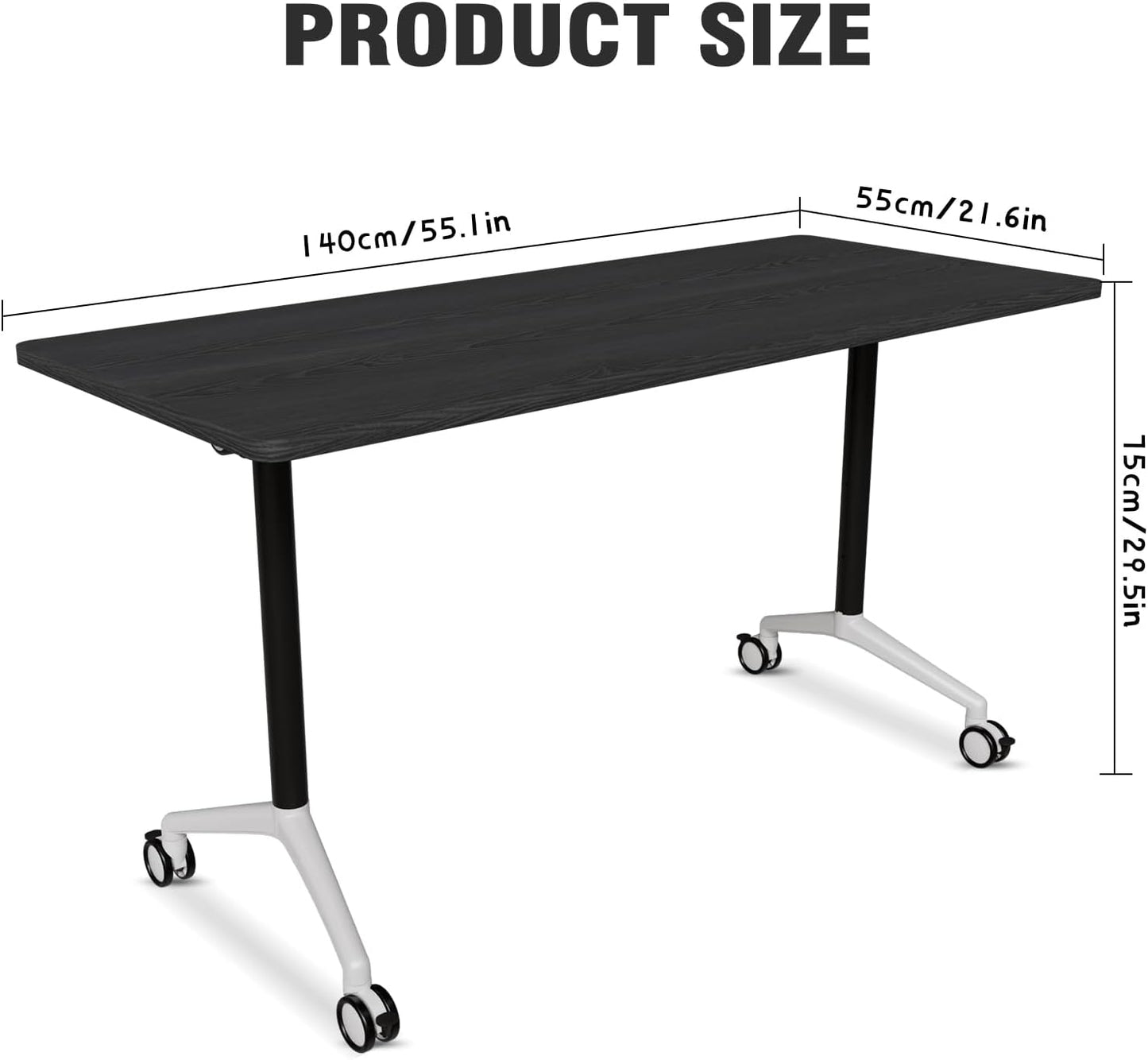 Conference Room Table with Flip-Top Design for Dynamic Meetings, Business Table Computer Desk with Heavy-Duty Frame,Foldable Seminar Meeting Tables for Home Office (2, F, 55.1IN)