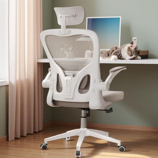 Ergonomic Office Chair, High-Back Mesh Computer Desk Chair with Adjustable Height, Lumbar Support, Flip-Up Armrests,headrest，and Swivel Rolling Design for Home and Office Use
