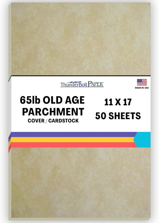 50 Old Age Parchment 65lb Cover Weight Paper 11 X 17 Inches Cardstock Colored Sheets Tabloid|Ledger Size -Printable Old Parchment Look