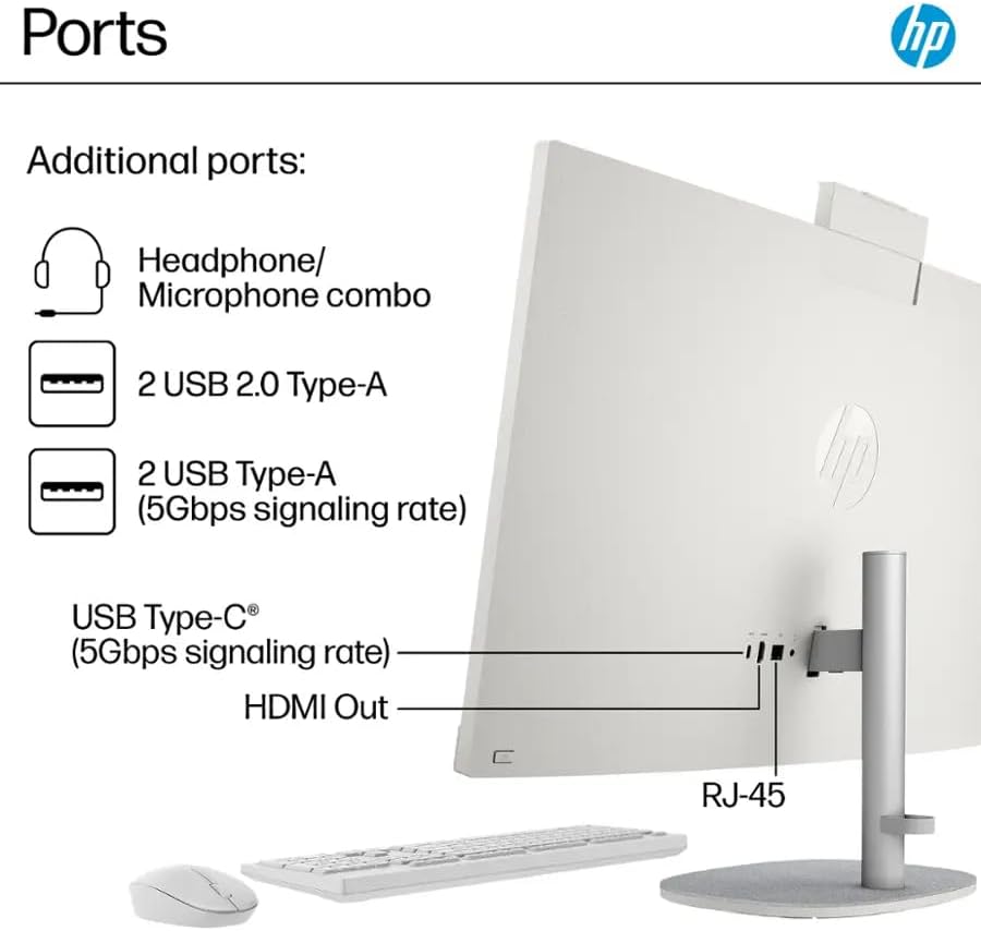 HP 27" FHD All-in-One Computer, 12-Cores Intel Core Ultra 7, 16GB DDR5 RAM 1.5TB Storage (1TB SSD+512GB Docking Station Set), Windows 11 Pro with Microsoft Office Included, White