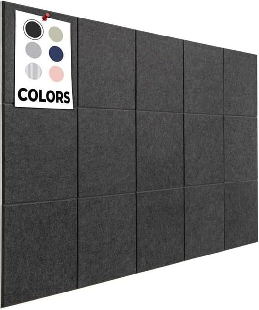 Cork Boards for Office, Dart Board Wall Protector, 59"x36" | 15 Pack | Black Bulletin Board, Cork Board, Cork Board Squares, Homasote Board, Bulletin Board Tiles (Gray Black)