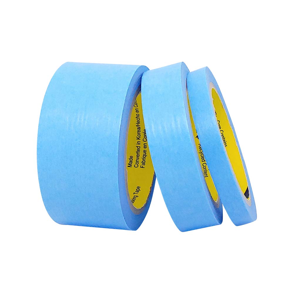 Blue Painters Tape Washi Paper - Assorted Size Multi Pack 44 Yard - No Residue Masking Tape for Painting Drafting Craft - Delicate Surfaces - Heat Resistant - Thin Thick (1/2 x 1 x 2 Inch - 3pK)