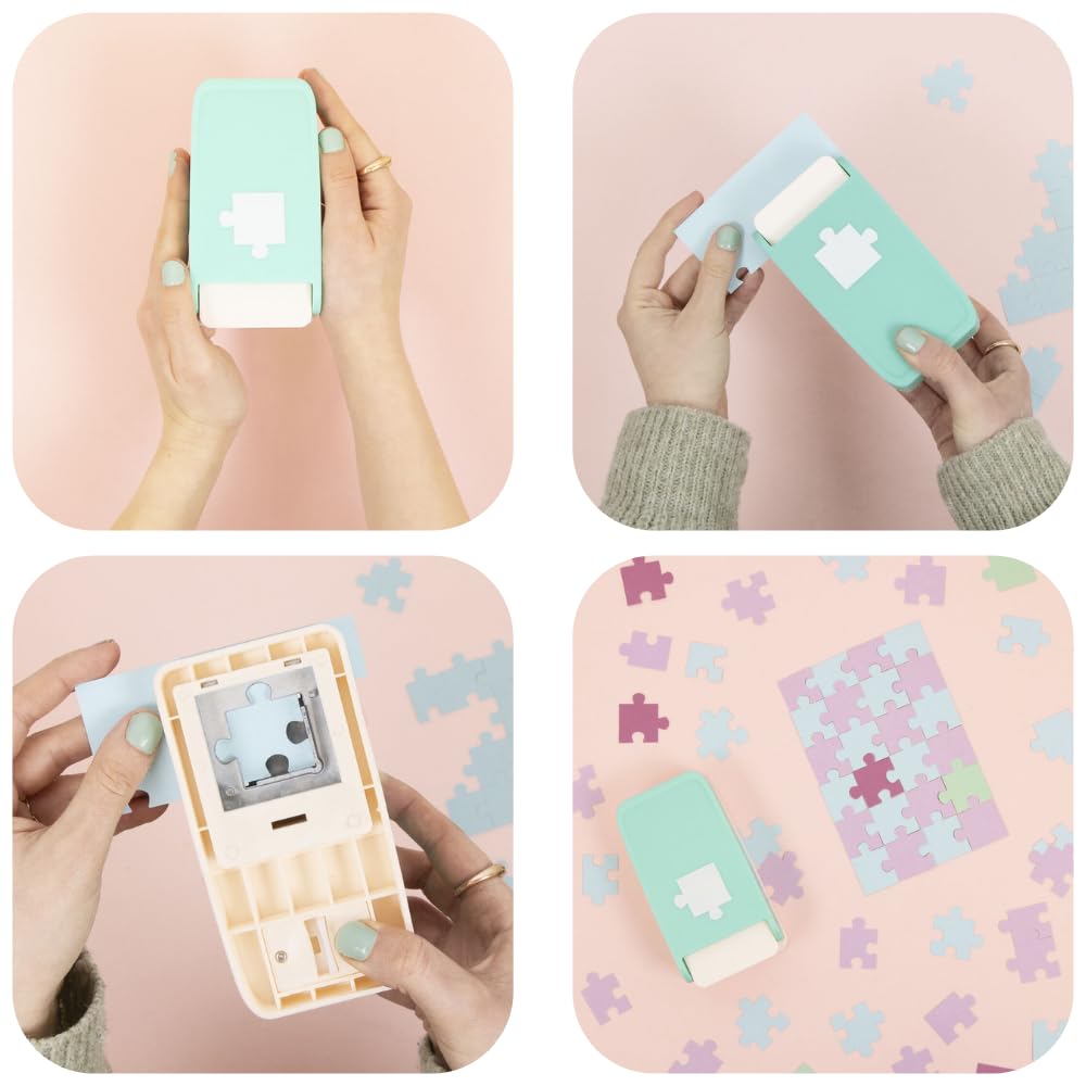 Craftelier - Multimaterial Puzzle Piece Shaped Punch for Decorating Scrapbooking and Craft Projects | Suitable for Many Materials | Piece Size 1“ x 1” (2.54 x 2.54 cm) | Turquoise Color