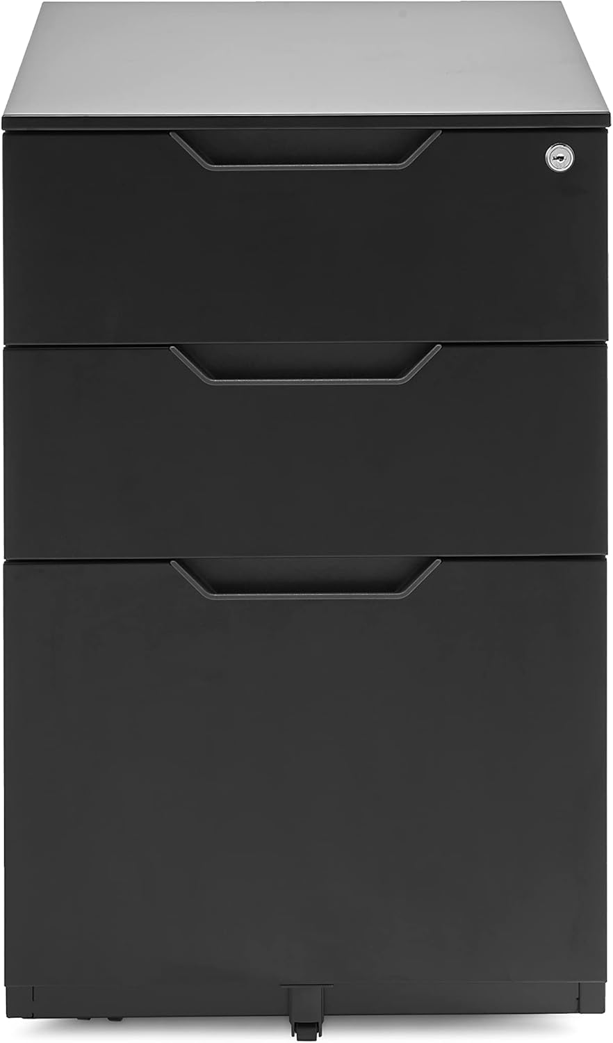 Amazon Basics 3 Drawer Mobile File Cabinet With Lock, Black, 20.71" D x 15.51" W x 24.29" H