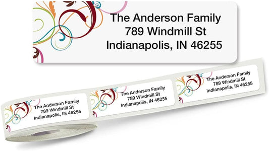 Colorful Images Fantasia Rolled Personalized Return Address Mailing Labels with Dispenser, Customize with Name & Shipping Address, 250 ¾” x 2½” Self Adhesive, Easy Peel Label Roll