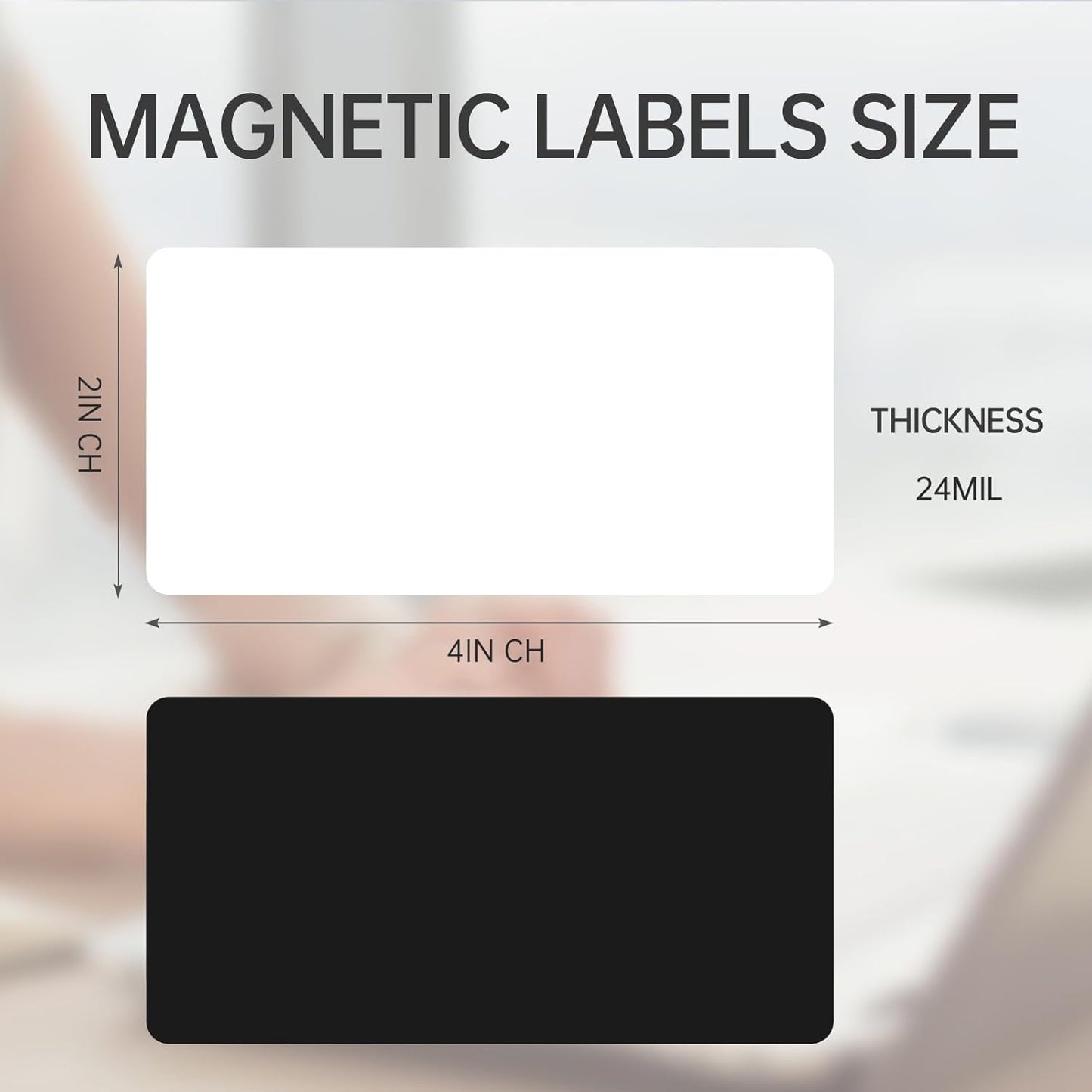 40-Pack Dry Erase Magnetic Labels - Waterproof, Eco-Friendly, Reusable Magnetic Name Tags for Classroom, Office, Cabinet, Whiteboard, Fridge & More (White, 2x4 Inches)…