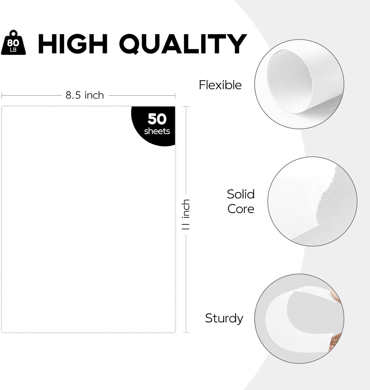 50 Sheets White Cardstock 8.5 x 11 Certificate Paper, Goefun White Card Stock Printer Paper for Invitations, Menus, Wedding, DIY Cards