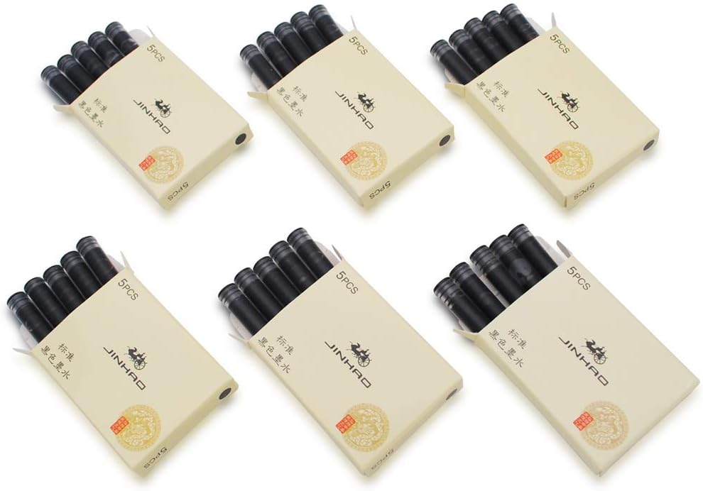30pcs JINHAO Ink Cartridges Fountain Pen Refills for JINHAO and Baoer Pen Standard Size(Black)