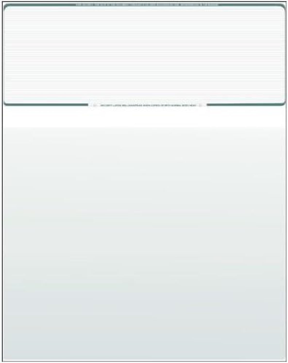 Compuchecks Top Blank Check Paper - 100 Pack, Quick-Books & Laser Printer Compatible - Security Business Checks with Voucher - 8.5" x 11" Green Pinstripe
