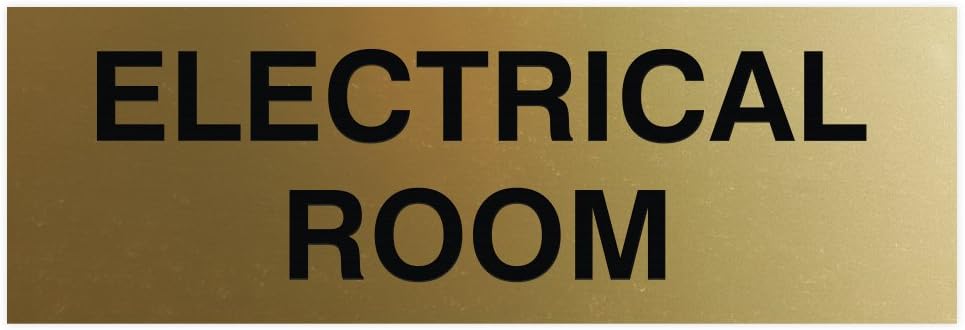 All Quality Basic Electrical Room Door/Wall Sign | Durable Construction | Building Safety - Brushed Gold - Medium (1 Pack)