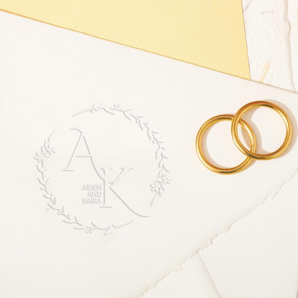 CALLIE Wedding Embosser Personalized - Stainless Steel & Brass Handheld Stamp for Couples' Names or Initials - Embosser Wedding Stamp Gifts