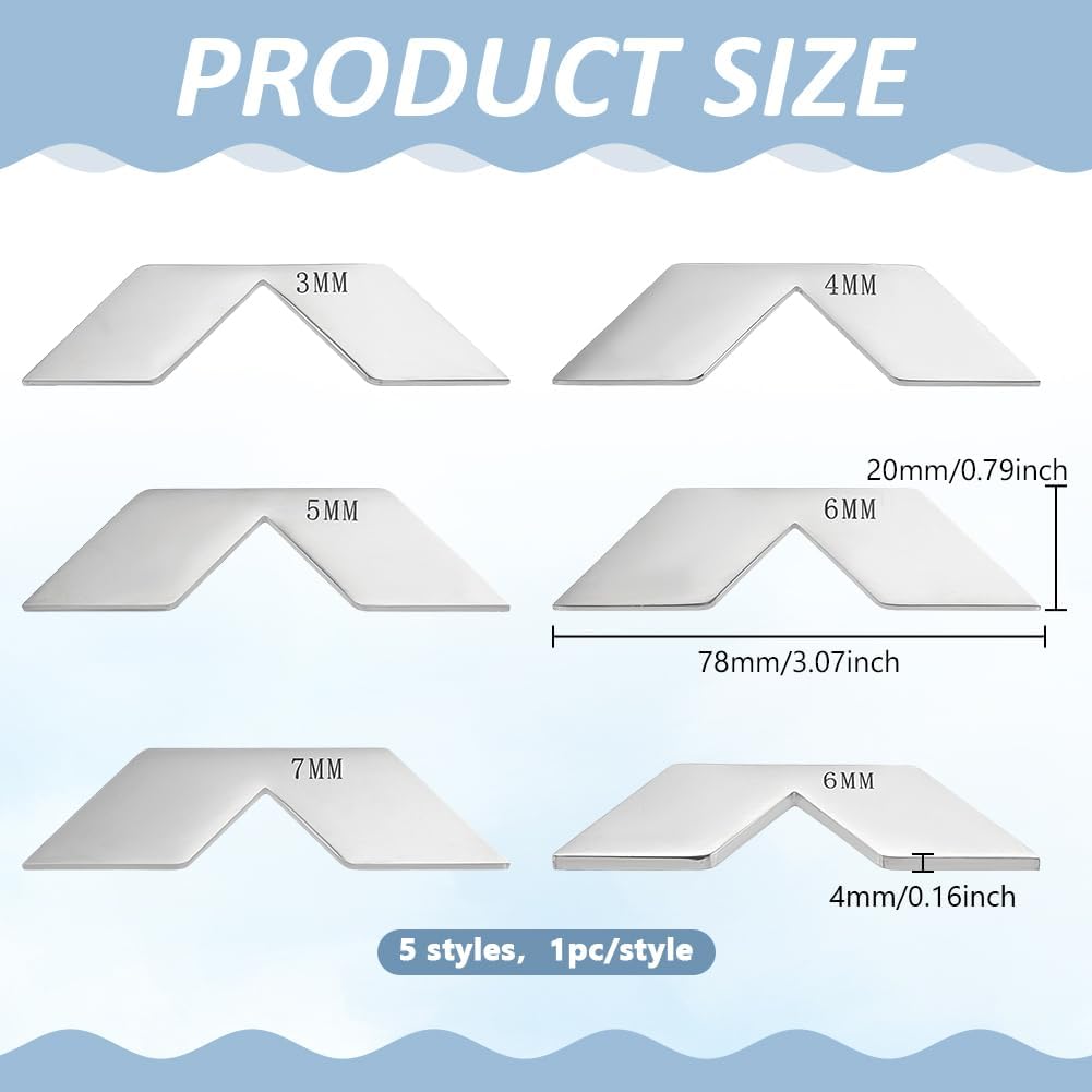 BENECREAT 5 Pcs 201 Stainless Steel Corner Miter Tool, 3/4/5/6/7mm Book Binding Corner Cutting Tool, Bookbinding Corner Cutting Jig Set, Bookbinding kit for Album Making, Bookbinding