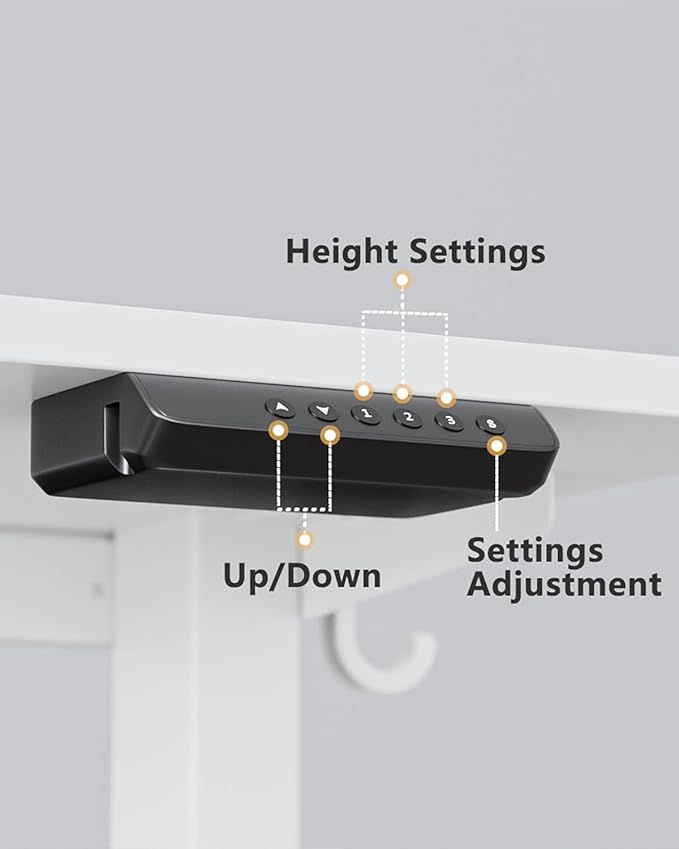 FEZIBO One-Piece Standing Desk Adjustable Height Stand up Home Office Desk, 40x24 Inch Electric Standing Computer Desk, with 4 Memory Presets, Fixable casters, White