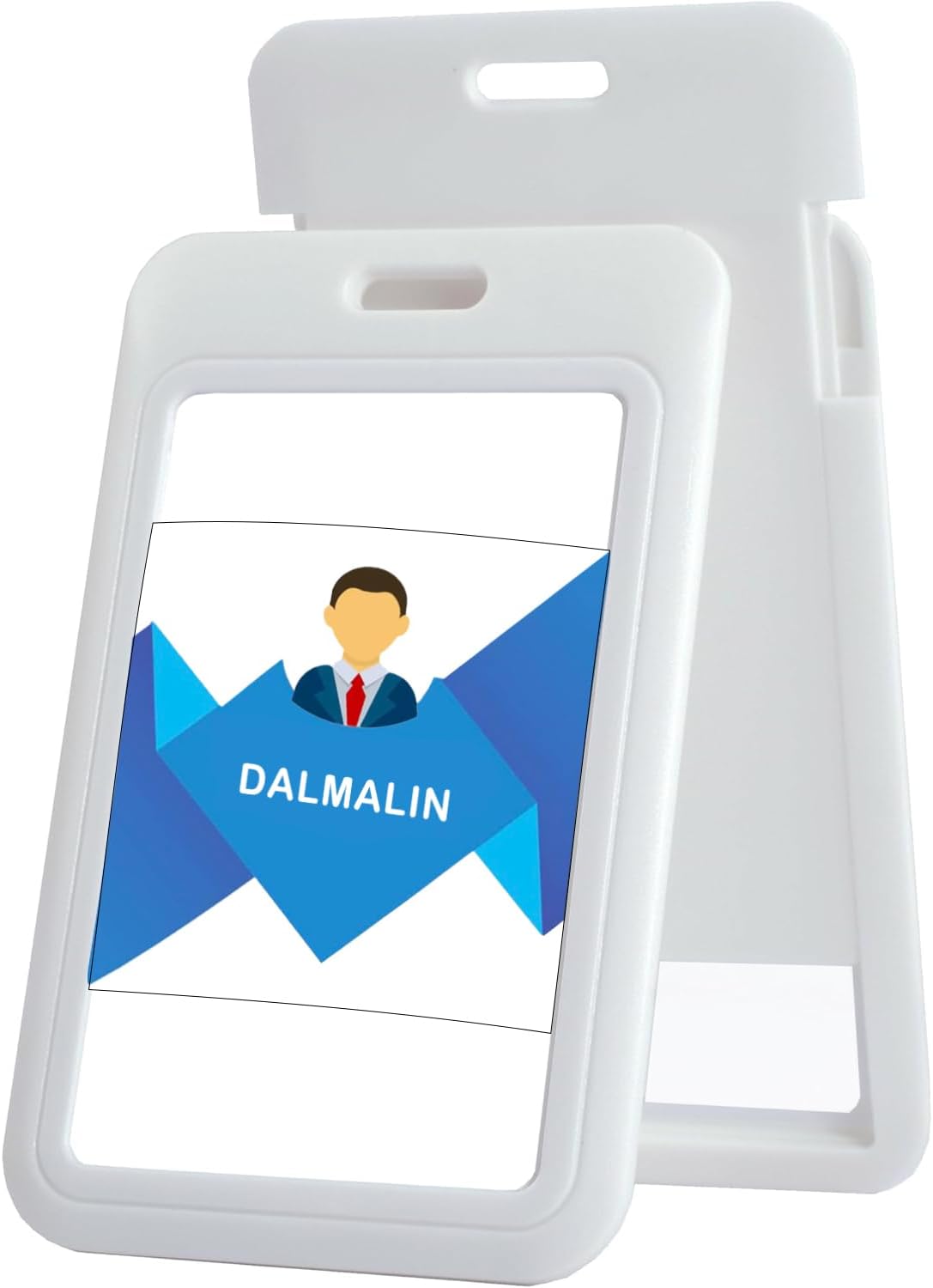 15 Pack Sliding ID Badge Holder Vertical Hard Plastic Card Case Protector Pouch,for Office School ID Credit Cards Proximity Work Badge Sleeve Key Cards Driver's Licenses (White)