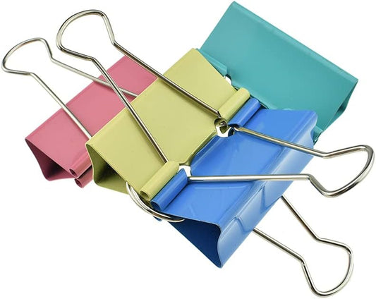 HAHIYO Binder Clips Paper Clamps Spring Steel Sturdy Large 1.97 inches Width 0.59 Inch Capacity No Sharp Edges Heavy Duty Tight Grip Reusable Color Metal Bright Finish for Home Office School 17 Pack