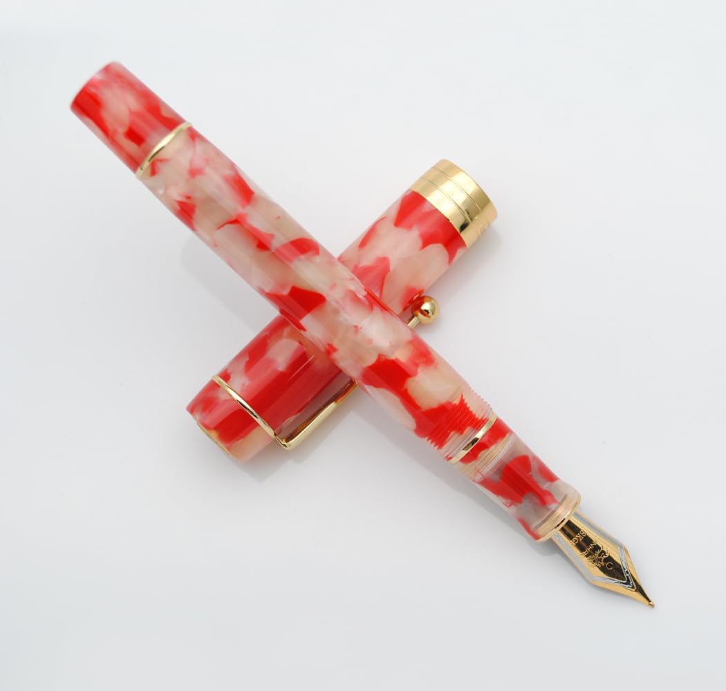 JINHAO 100 Fountain Pen with Ink Converter (Medium Nib 0.7mm, Red White Koi)