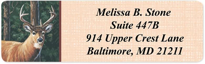 Deer Designer Rolled Address Labels with Elegant Plastic Dispenser