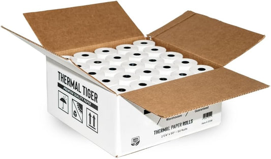 2 1/4 X 50 Thermal Paper Rolls (50 Rolls/Box) – BPA-Free Rolls for POS Systems, Cash Registers & Credit Card Machines