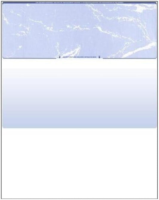 Compuchecks Check on Top Blank Check Paper - 250 Pack, Quick-Books & Laser Printer Compatible - Security Business Checks with Voucher - 8.5" x 11" Blue Marble