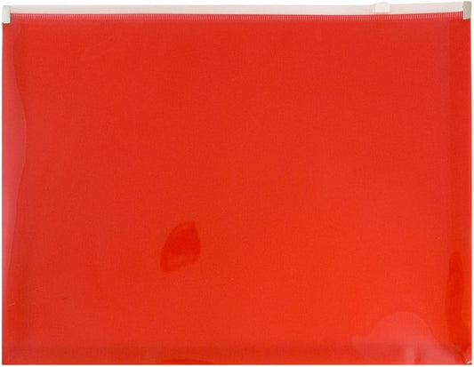 JAM PAPER Plastic Envelopes with Zip Closure - Letter Booklet - 9 3/4 x 13 - Red - 3/Pack