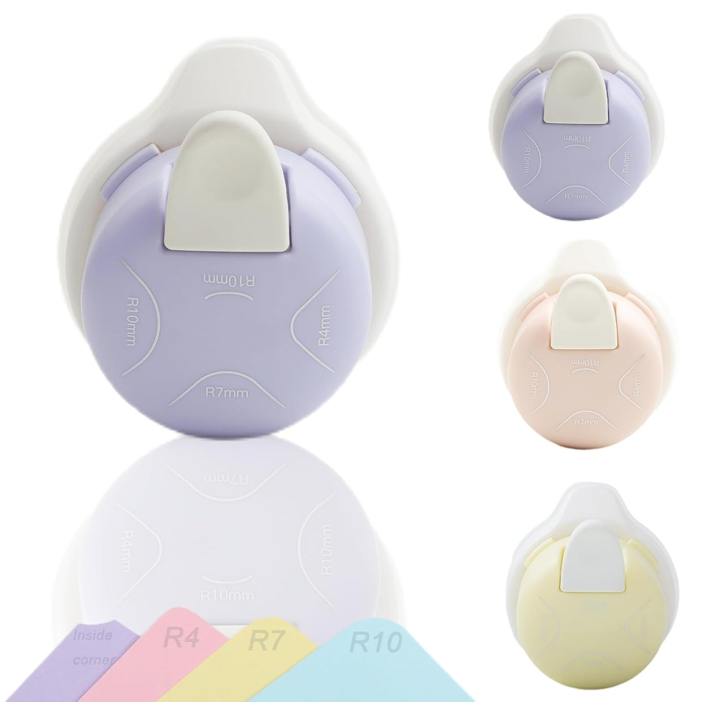 Corner Punch 4 in 1 Corner Rounder Punch (R4+R7+R10+Inside Corner) Corner Cutter for DIY Scrapbooking Photo Tags (Purple)