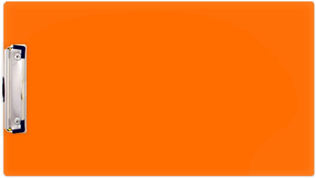 8.5x14 Clipboard Acrylic Panel Featuring a Low Profile Clip Orange