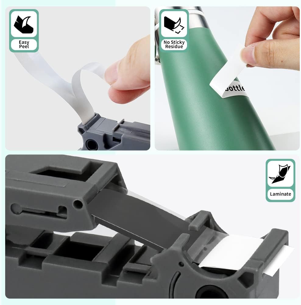 6-Pack Tz 9mm 0.35" Laminated Tape Compatible for Brother Tze-221 Tze-121 Tze-421 Tze-521 Tze-621 Tze-721 P Touch Tze 3/8 Inch Label Maker Tape for PTD200 PTD210 PTH110 PTD220 PTD600 PTD400AD