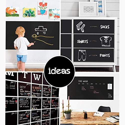 Chalkboard Contact Paper Roll - 17.3” x 78.7” (6.5 Feet) - 5 Chalks Included - Self Adhesive Chalk Paper Removable DIY Blackboard Wall Sticker for School, Office, Home, Art - Black Chalkboard Stickers