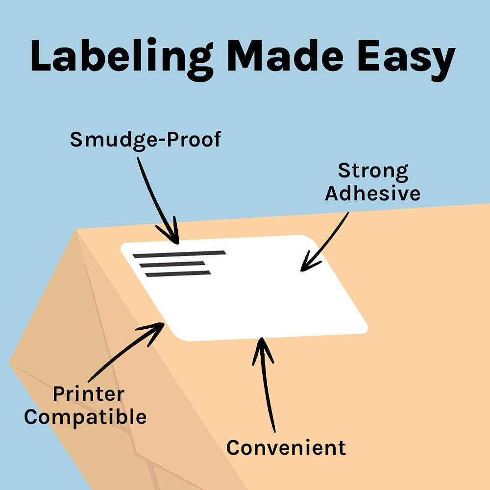 Premium Label Supply White Sticker Shipping Labels – 4" x 5" – Laser/Inkjet Compatible – (4 per Sheet), 100 Sheets - 400 Total Adhesive Labels
