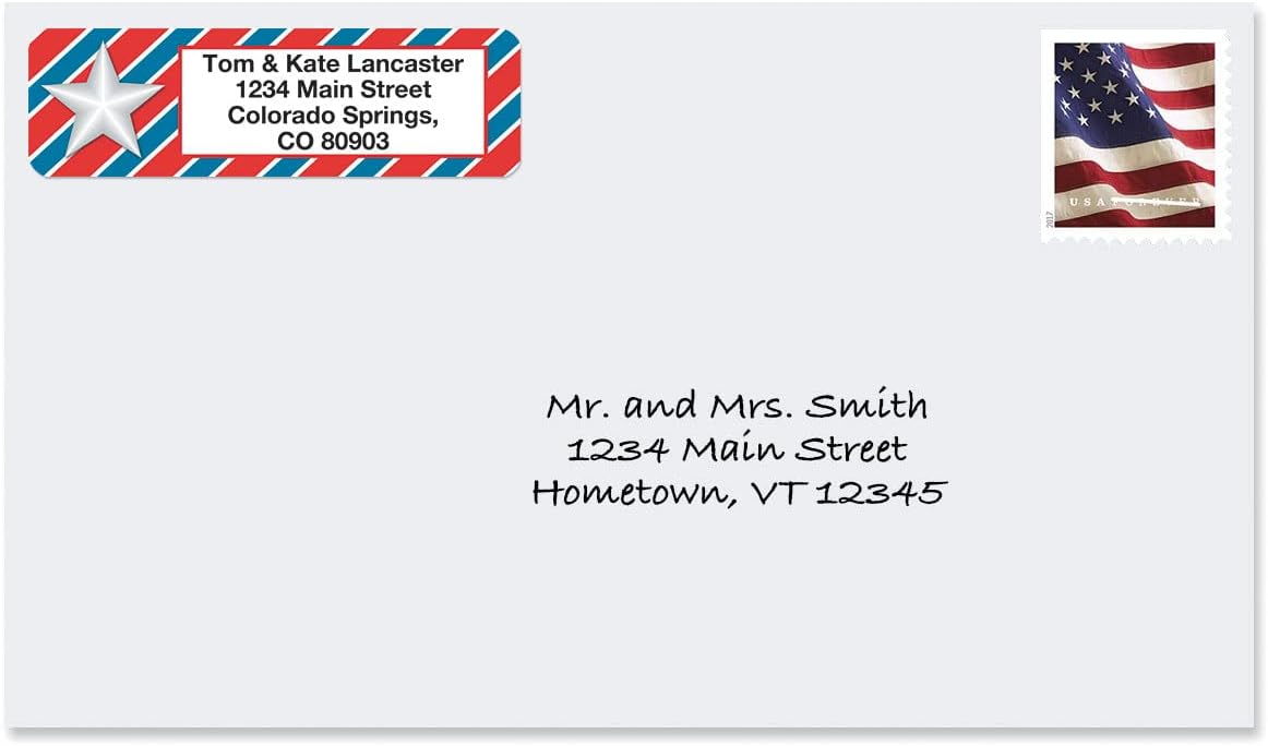 Colorful Images Star Spangled Patriotic Rolled Personalized Return Address Mailing Labels with Dispenser, Customize with Name & Shipping Address, 250 ¾” x 2½” Self Adhesive, Easy Peel Label Roll