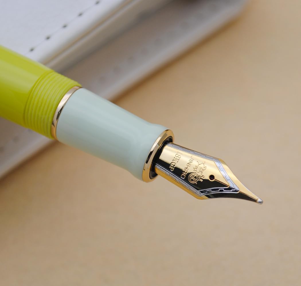 JINHAO 100 Fountain Pen with Ink Converter (Medium Nib 0.7mm, Green Lemon)