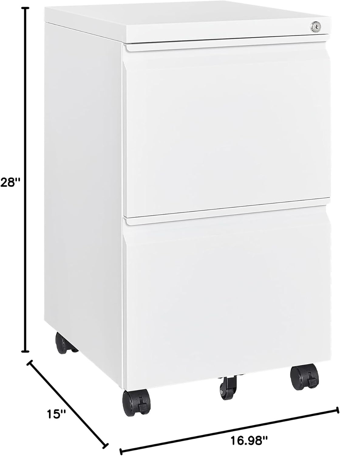 2 Drawer Mobile File Cabinet with Lock Steel Small Rolling File Cabinet Legal/Letter/A4 Size Under Desk Metal Filing Cabinet for Home Office Vertical Filing Cabinet Printer Stand Fully Assembled