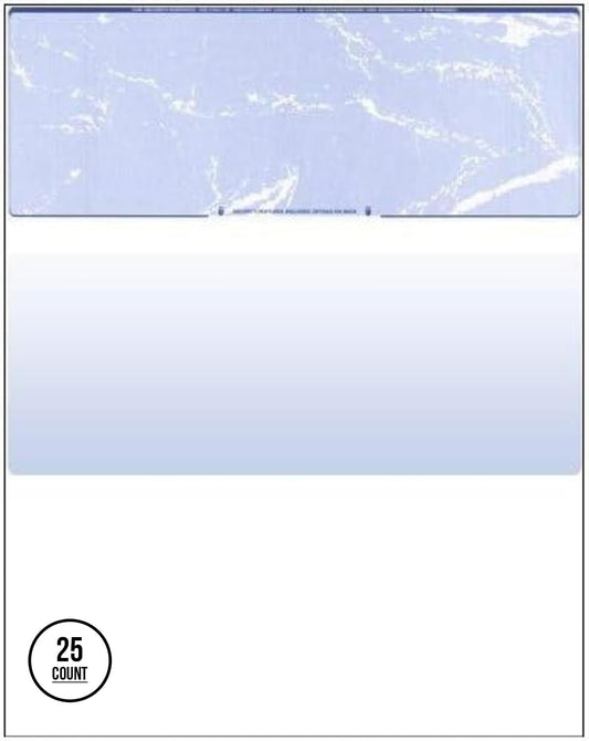 Compuchecks Check on Top Blank Check Paper - 25 Pack, Quick-Books & Laser Printer Compatible - Security Business Checks with Voucher - 8.5" x 11" Blue Marble