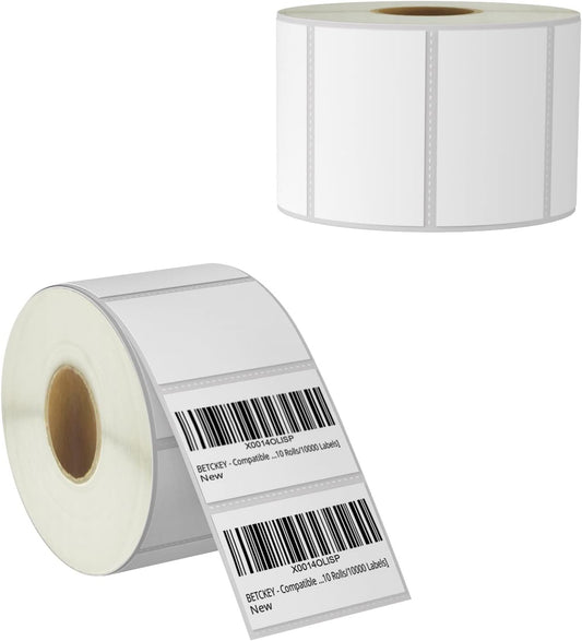 BETCKEY - 2.25" x 1.25" (57 mm x 32 mm) UPC Barcode & Multipurpose Labels Compatible with Zebra & Rollo Label Printer,Premium Adhesive & Perforated [2 Rolls, 2000 Labels]