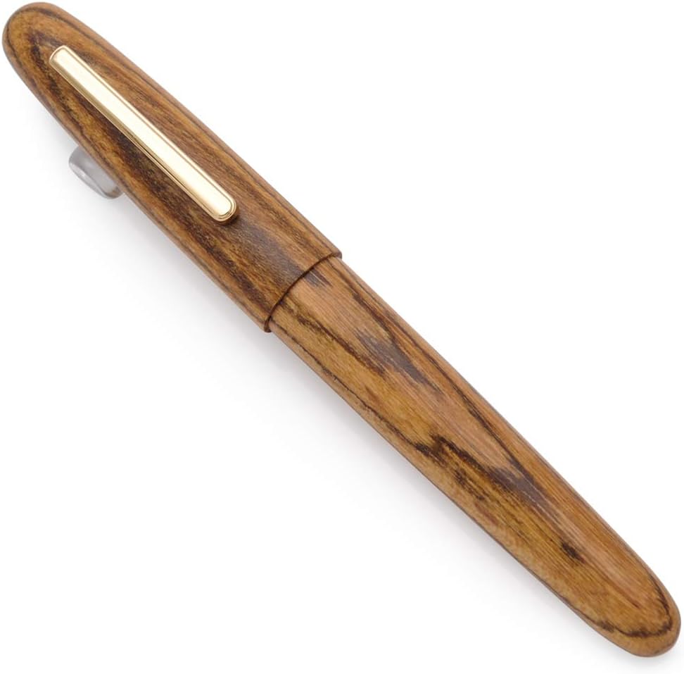 JINHAO 9056 Natural Wood Fountain Pen Handmade Ink Pen (Tiger Wood, Fine Nib 0.5mm)