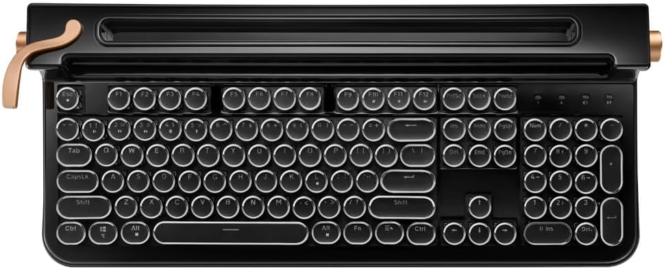 FINEDAY Keyboard 2.0 Plus, 2.4G Wireless & Bluetooth, 104 Keys, Blue Switch, 5000mAh, Retro Mechanical Keyboard for PC/Mac/Phone (English Keycaps)