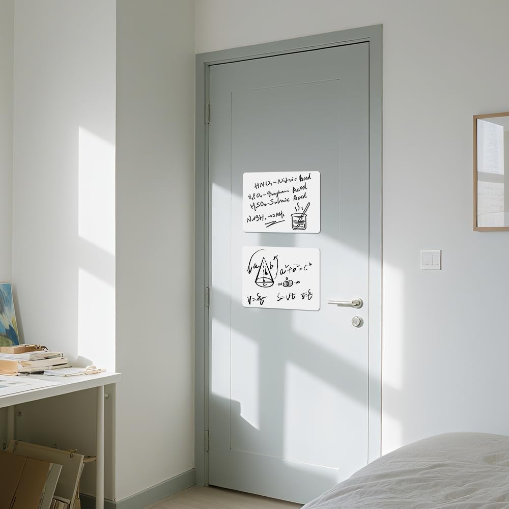Dry Erase White Board Stickers, 12" x 8" Removable Dry Erase Sheets for Wall/Refrigerator/Door/Classroom, Adhesive Non-Magnetic Whiteboard, Fridge Dry Erase Paper(3 Sheets)