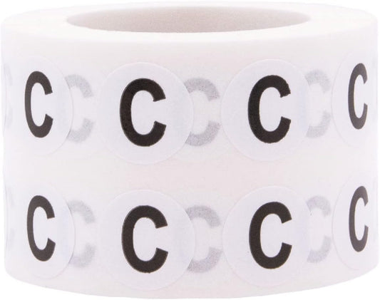 Letter C Inventory Labels .5 Inch Round Circle Dots 1,000 Adhesive Stickers