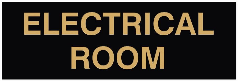 All Quality Basic Electrical Room Door/Wall Sign | Durable Construction | Building Safety - Black/Gold - Medium (1 Pack)