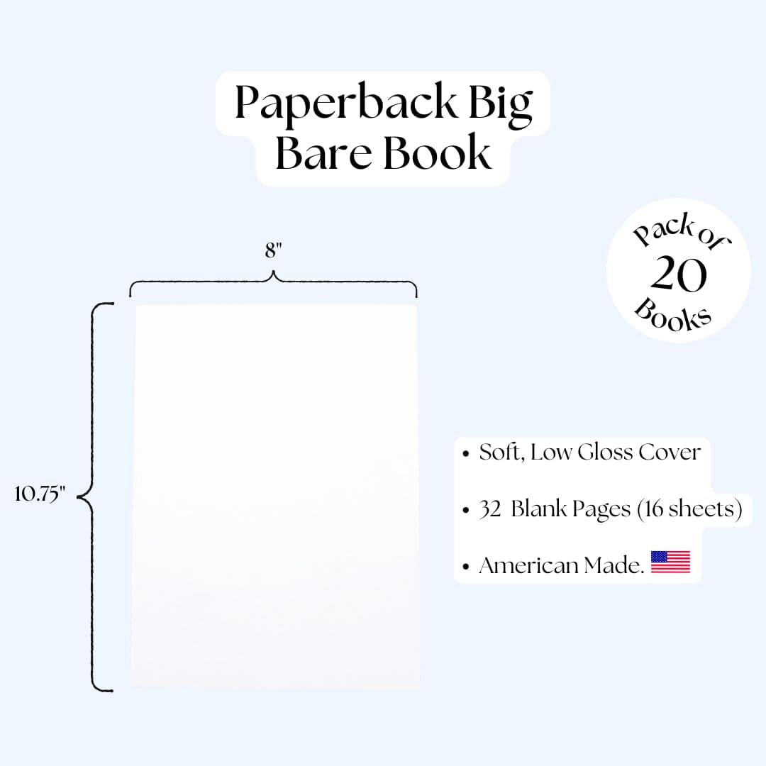 Blank Book Paper Back 8"x10.75", 32 pgs (16 Sheets) Pack of 20