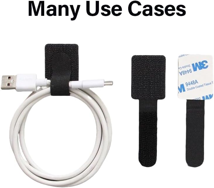 50PCS Desk Cord Organizer – Adhesive Cable Management Straps for Office Essentials, Wall, Car & More – Reusable Hook and Loop Wire Organizers – Cable Tie Up